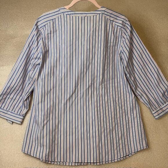 Anne Klein Button Down Shirt Women's Large Blue White Stripe Collared Business - Picture 5 of 6